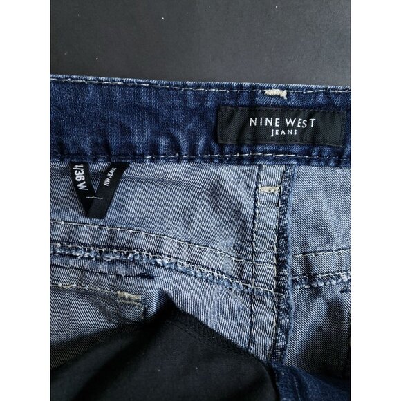 Nine West Womens Wide Leg Denim Jeans Size 24W Stretch Cotton Blend Blue - Picture 9 of 11